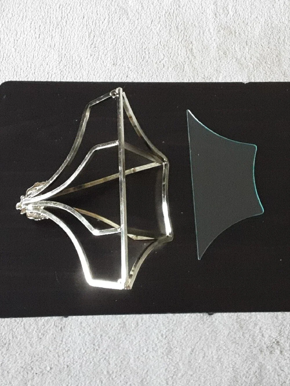 Home Interiors Brass-Tone Glass Corner Wall Shelf